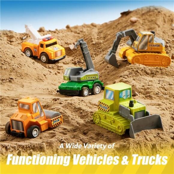 18 Pcs Pull Back City Cars and Trucks Toy Vehicles Set Friction Powered Cars Toy - Picture 5 of 7